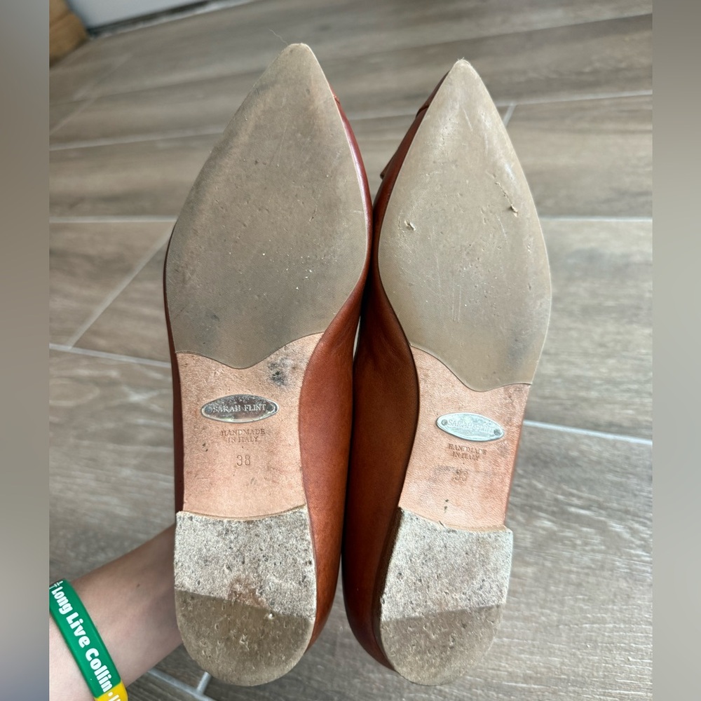 Sarah Flint Natalie Bow Flats in Saddle Vachetta Brown Leather - 38 EU / 8 US - Picture 7 of 9